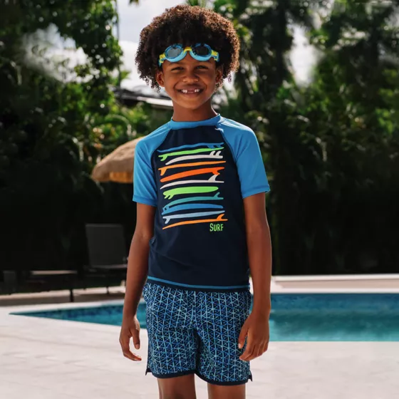 Boys Sunshade UPF 50 Short Sleeve Solid Rash Guard - primary