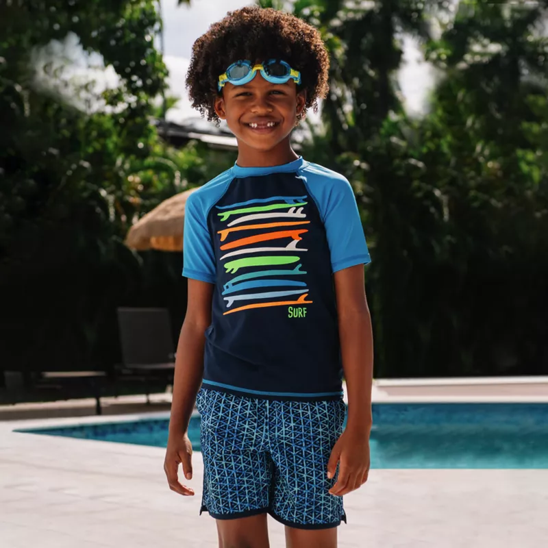 Boys Sunshade UPF 50 Short Sleeve Solid Rash Guard, alternative image