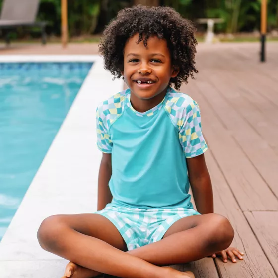 Boys Sunshade UPF 50 Short Sleeve Solid Rash Guard - primary