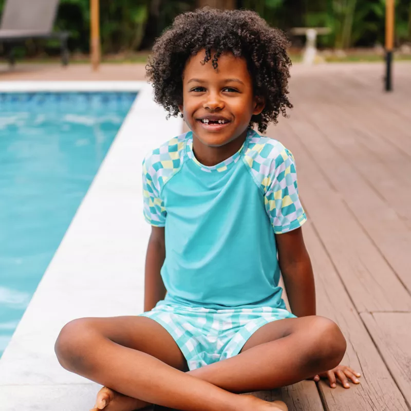 Boys Sunshade UPF 50 Short Sleeve Solid Rash Guard, alternative image