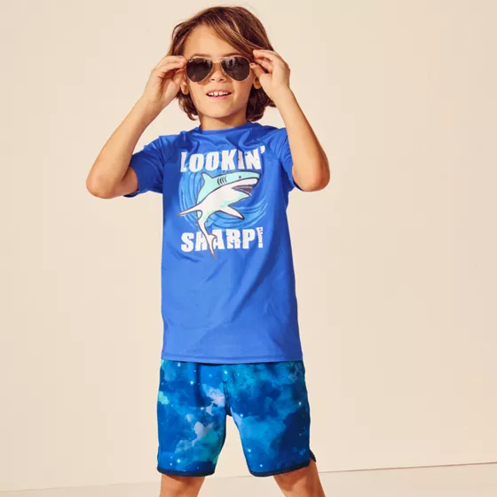 Boys Sunshade UPF 50 Short Sleeve Solid Rash Guard - primary