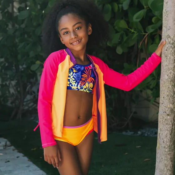 Girls Chlorine Resistant Criss Cross Bikini Top - primary