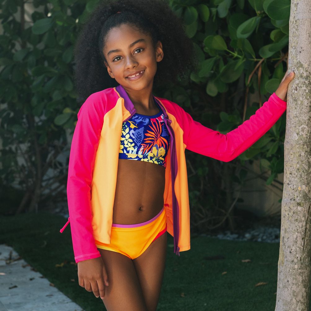 Girls Chlorine Resistant Criss Cross Bikini Top | Lands' End