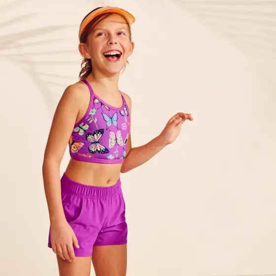 Girls Chlorine Resistant Criss Cross Bikini Top - primary