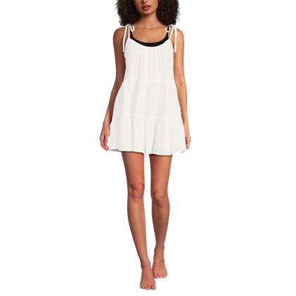 Women's Cotton Gauze Tiered Mini Cover-up Dress - image 4