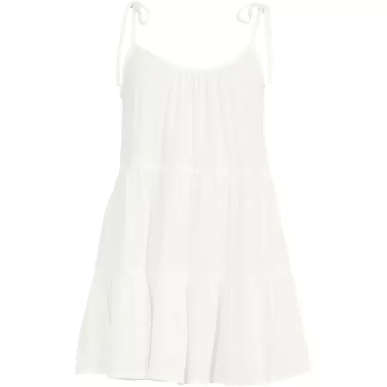Women's Oversized Cotton Gauze Tiered Mini Cover-up Dress - primary