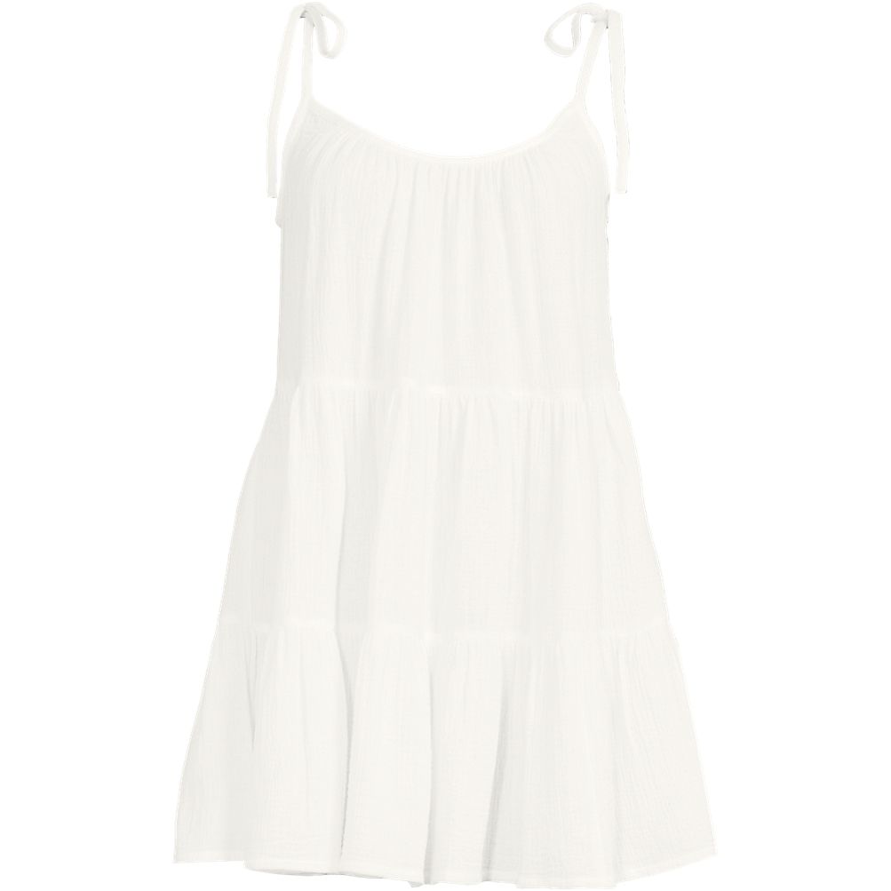 white christmas dresses Embroidered Floral Smocked Waist Dress Cover-Up
