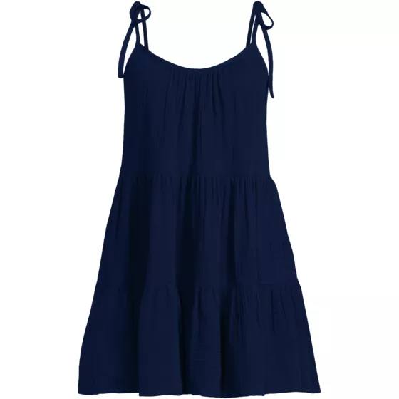 Women's Oversized Cotton Gauze Tiered Mini Cover-up Dress - primary