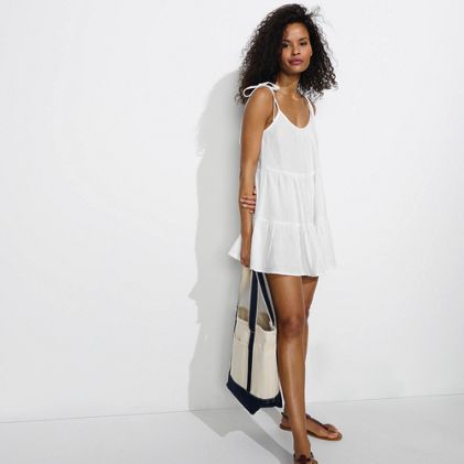 Women's Cotton Gauze Tiered Mini Cover-up Dress - primary