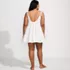Women's Plus Size Oversized Cotton Gauze Tiered Mini Cover-up Dress, Back