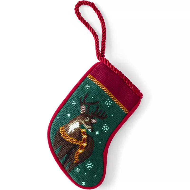 Mini Needlepoint Christmas Stocking, Front