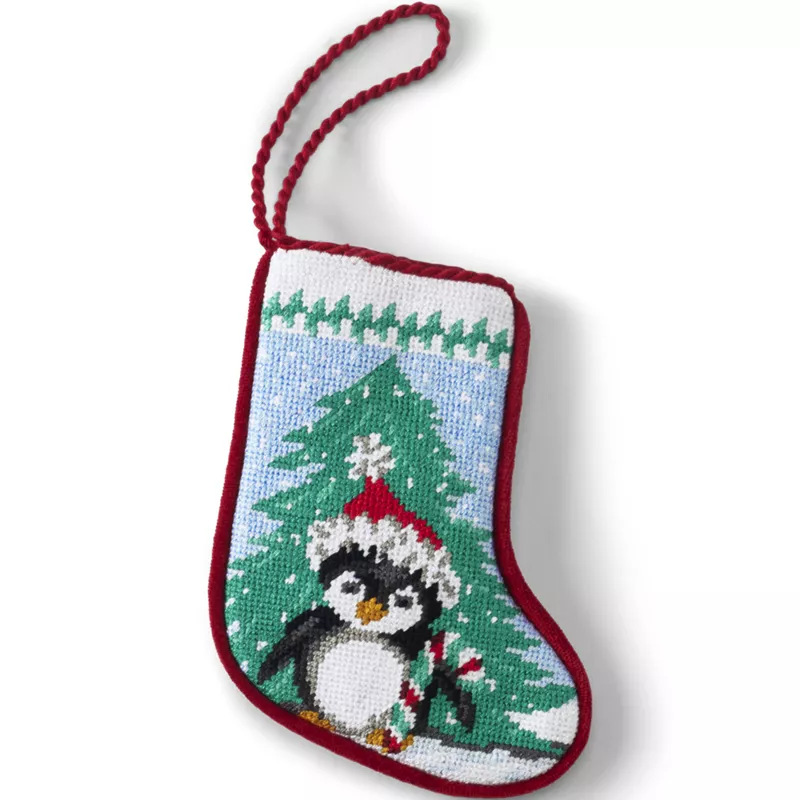 Mini Needlepoint Christmas Stocking, Front