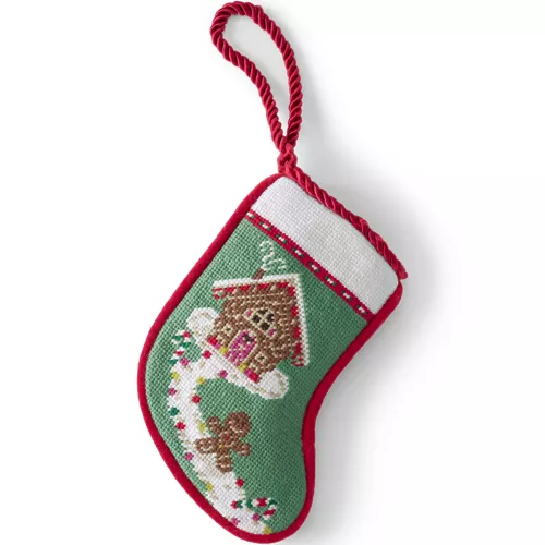 Mini Needlepoint Christmas Stocking, Front