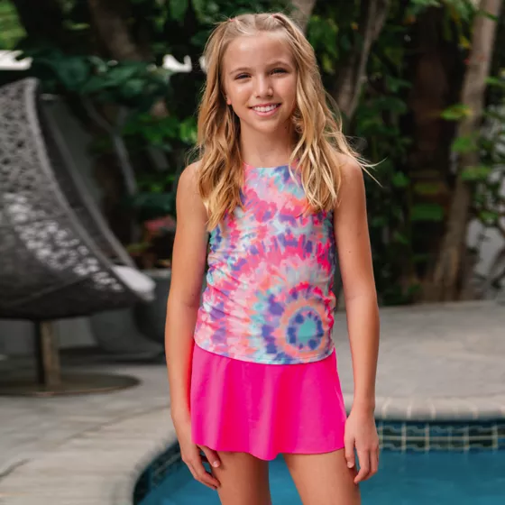 Girls Racer Back Tankini Swim Top - primary