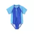 Girls Short Sleeve One Piece Half Zip Swimsuit, alternative image