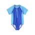 Girls Short Sleeve One Piece Half Zip Swimsuit, alternative image