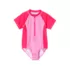Girls Short Sleeve One Piece Half Zip Swimsuit, alternative image