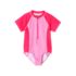 Girls Short Sleeve One Piece Half Zip Swimsuit, alternative image