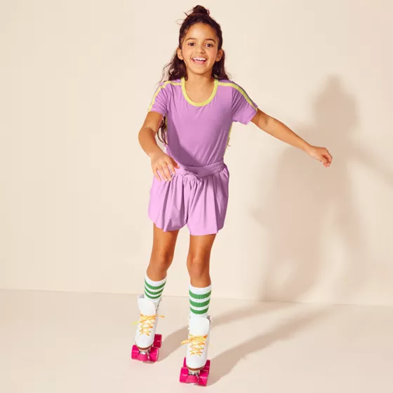Girls Short Sleeve Active Curved Hem Tee - primary