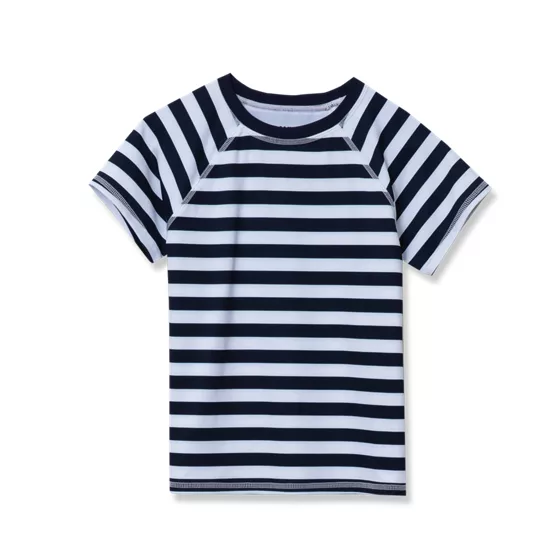 Girls Slim Short Sleeve Crew Neck Swim Rash Guard - primary