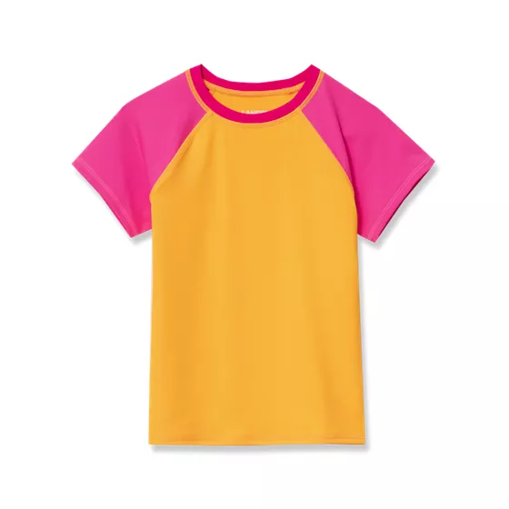 Girls Short Sleeve Crew Neck Swim Rash Guard - primary