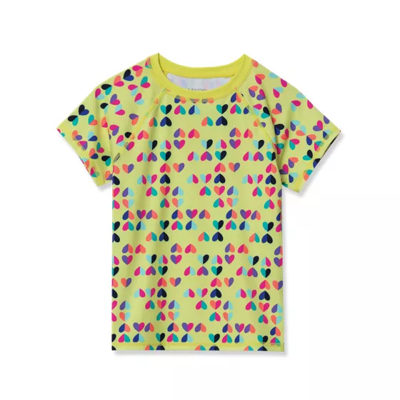 Girls Short Sleeve Crew Neck Swim Rash Guard - primary
