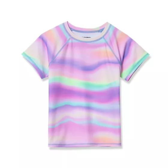 Girls Short Sleeve Crew Neck Swim Rash Guard - primary