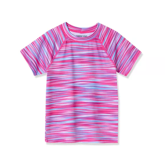 Girls UPF 50 Short Sleeve Crew Neck Swim Rash Guard - primary
