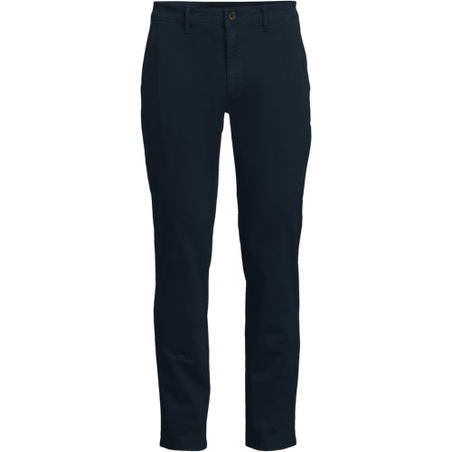 Stretch Chinos, Slim Fit, Men, size: 33, regular, Blue, Cotton-blend, by Lands' End