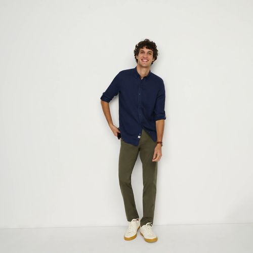 Stretch Chinos, Slim Fit, Men, size: 33, regular, Green, Cotton-blend, by Lands' End