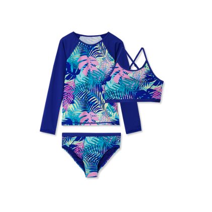 Girls Chlorine Resistant Rash Guard Bikini Swimsuit Set - image 1