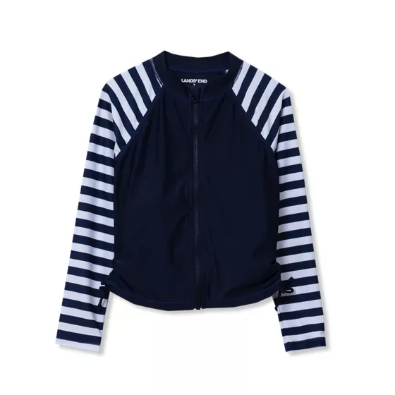 Girls UPF 50 Long Sleeve Zip Front Rash Guard - primary