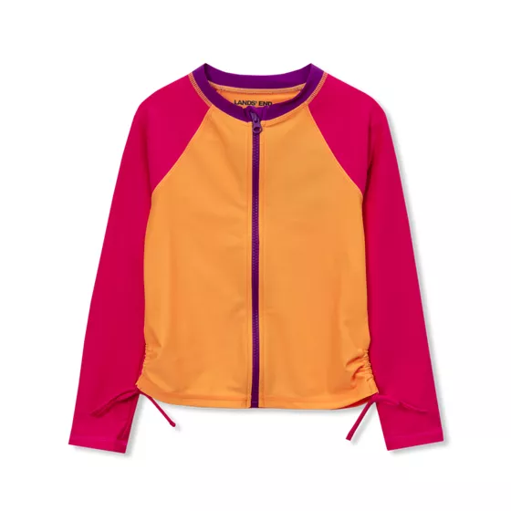 Girls UPF 50 Long Sleeve Zip Front Rash Guard - primary