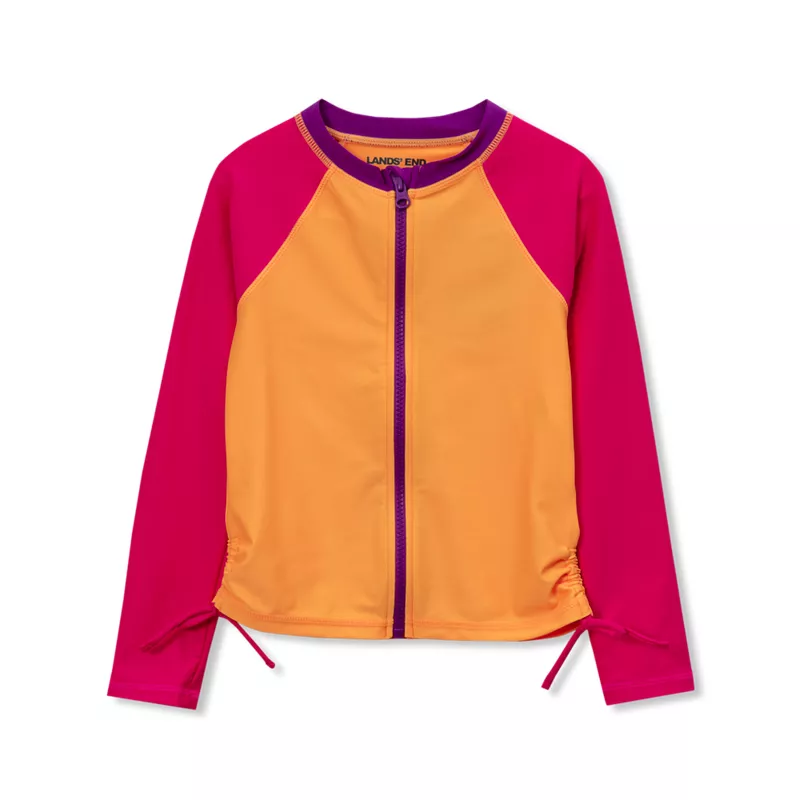 Girls UPF 50 Long Sleeve Zip Front Rash Guard, alternative image