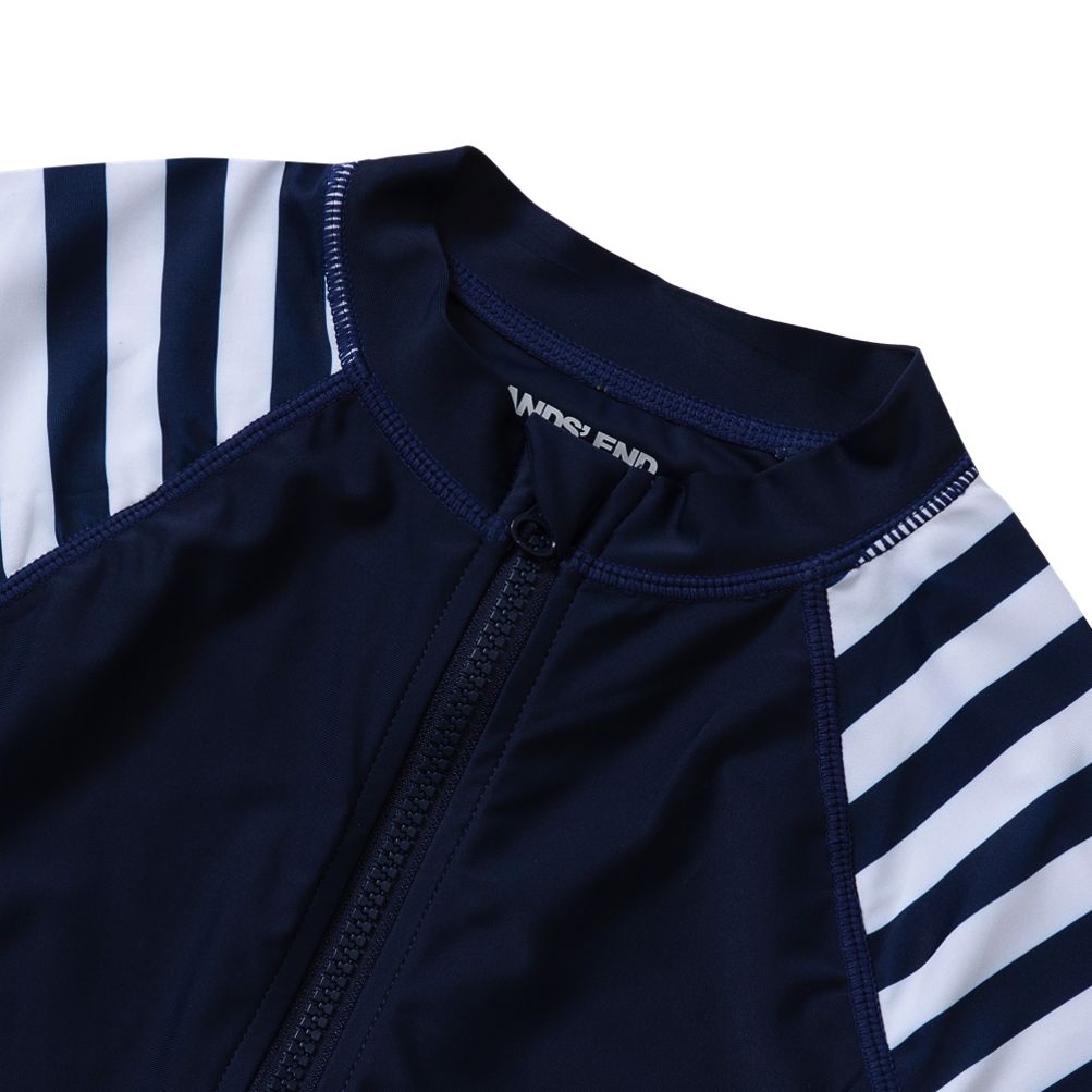Girls Chlorine Resistant Long Sleeve Zip Front Rash Guard | Lands' End