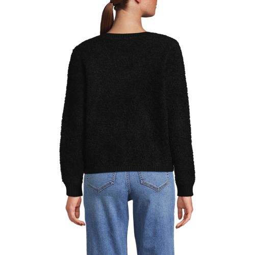  Lands' End Bouclé-cardigan Mit Goldfarbenen Knöpfen, Damen, Größe:32-34 Regular, Schwarz, Wolle/polyester/polyacryl, By Lands' End 