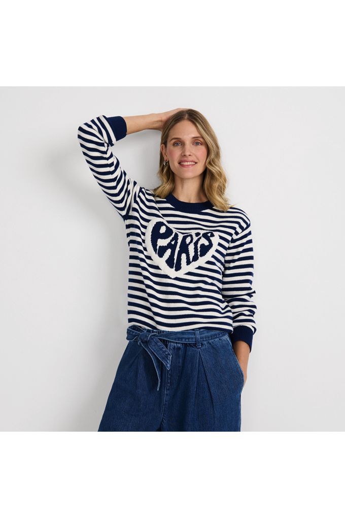 Women's Drifter Jacquard Crew Neck Sweater - Lands' End - L
