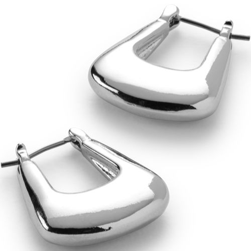 Water-Resistant Geo Hoop Earrings - Lands End - Gray 40$