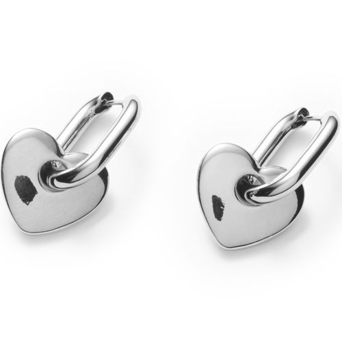 Water-Resistant Heart Hoop Earrings - Lands' End - Gray