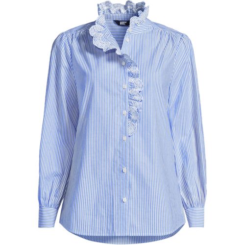 Women's Poplin Ruffle Button Front Shirt - image 4
