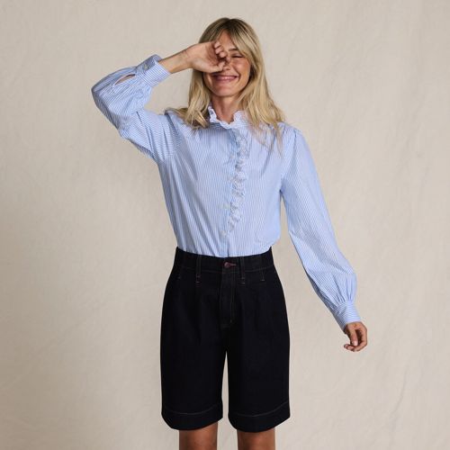 Women's Lightweight Jersey Button Pintuck Top | Lands' End