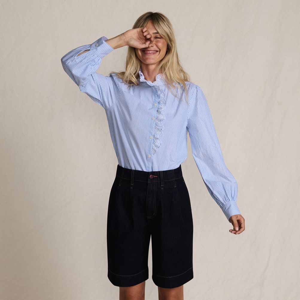 Women's Poplin Ruffle Button Front Shirt | Lands' End
