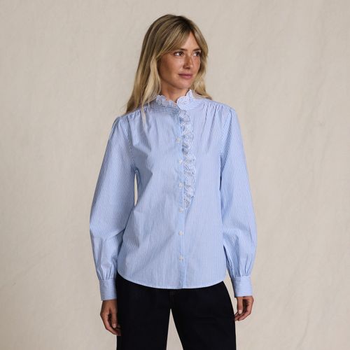 Women's Poplin Ruffle Button Front Shirt - image 3