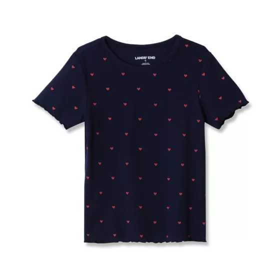 Girls Short Sleeve Ribbed Knit Tee - primary