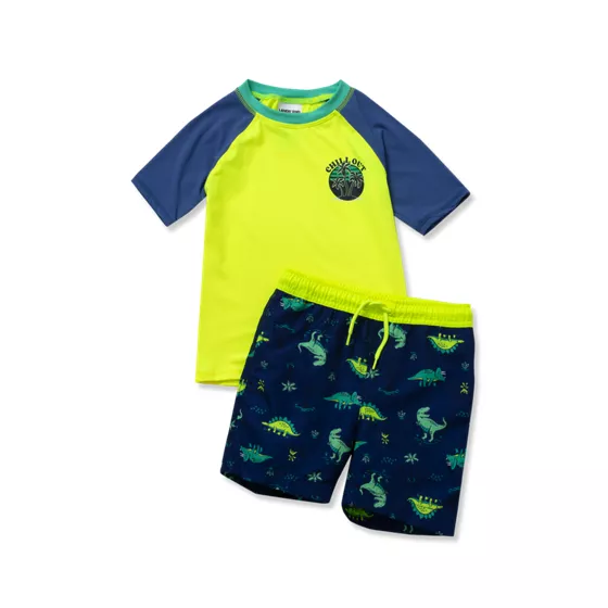 Toddlers Chlorine Resistant Short Sleeve Rashguard Swim Set - primary