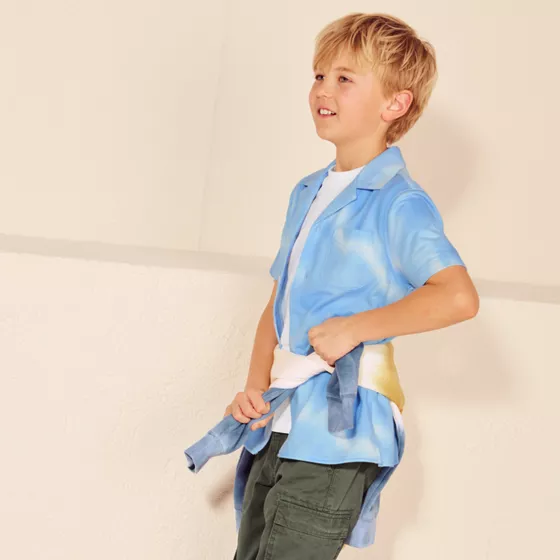 Boys Terry Knit Button Down Shirt - primary