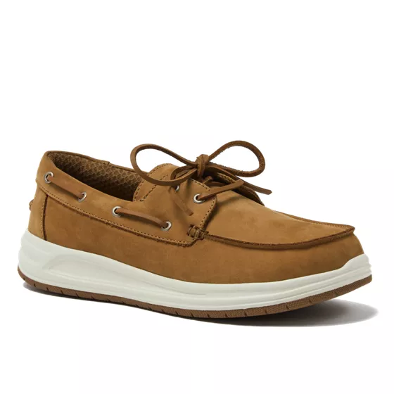 School Uniform Men's Comfort Leather Slip On Boat Shoes - primary