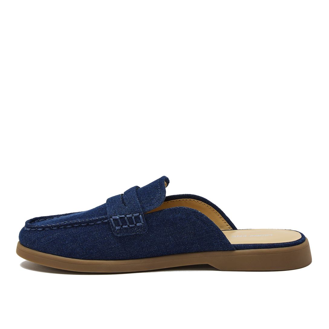 Women's Comfort Slip On Denim Penny Loafer Mules