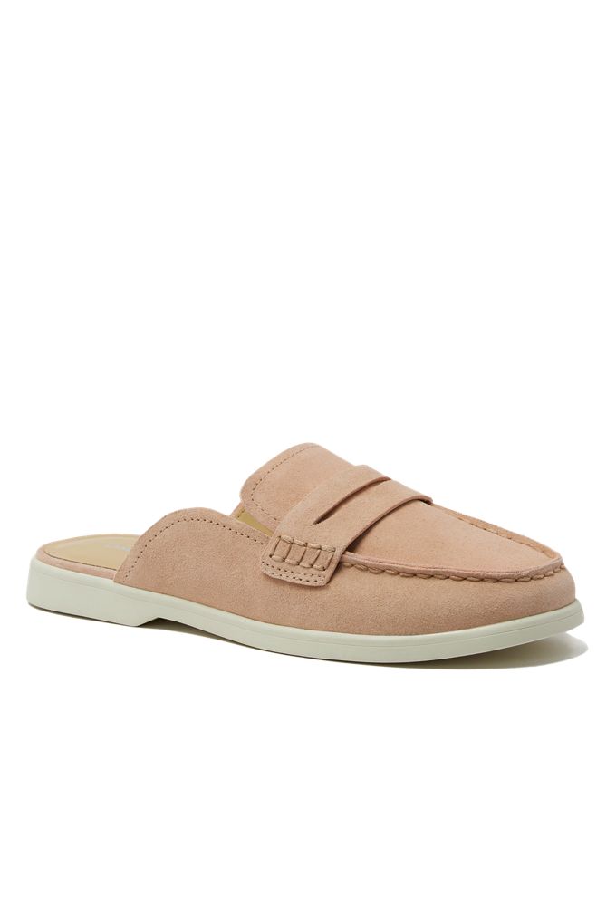Women’s Comfort Slip On Suede Penny Loafer Mules – Lands’ End – Pink – 10