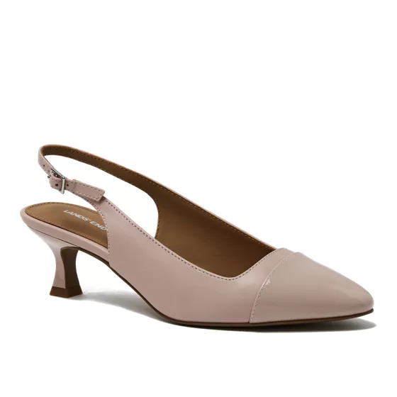 Women's Leather Slingback Cap Toe Kitten Heels - primary